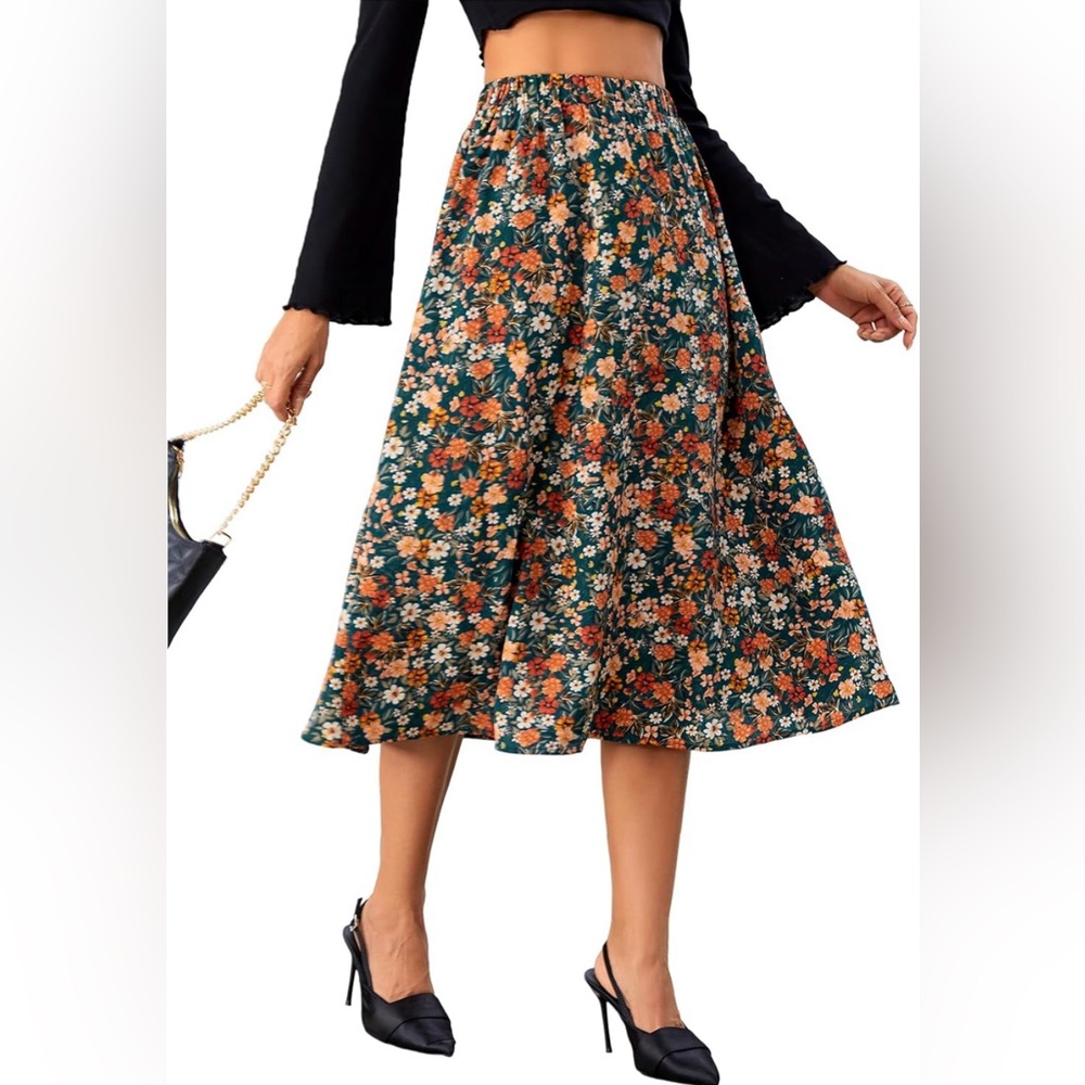 Floral Midi Skirt - Sz S